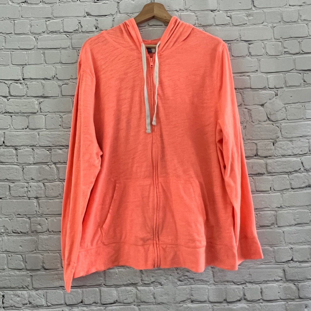 Old Navy Womens XXL Coral Orange Full Zip Hoodie Sweatshirt